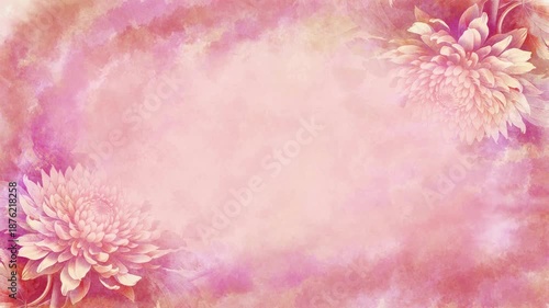 Vintage spring floral background with pink and white flowers on a textured paper design for a wedding invitation border