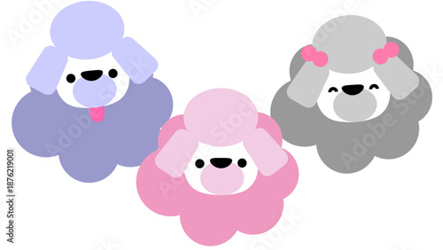 ふわふわした表情のかわいいプードルキャラクターイラスト