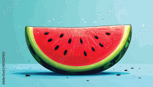 Vibrant Watermelon Slice - A Refreshing Summer Treat with Juicy Red Flesh.