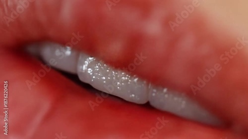 Close up view of healthy teeth shining and white dental health concept