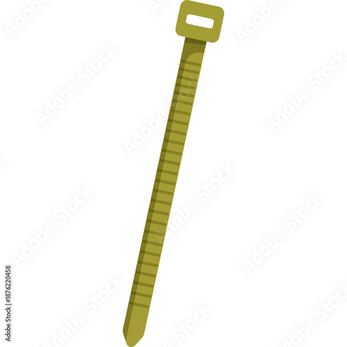 Yellow zip tie isolated on white background
