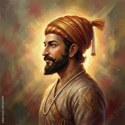 Wallpaper Mural Illustration of Shivaji Maharaj portrait. Torontodigital.ca