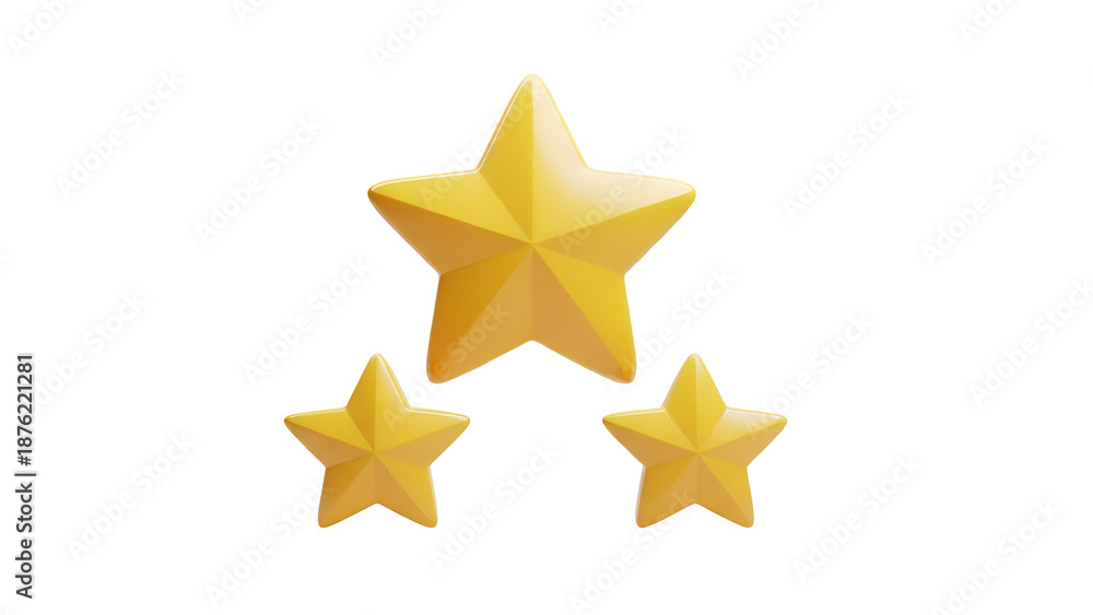 Obraz premium Three Yellow Stars on Black Background gold