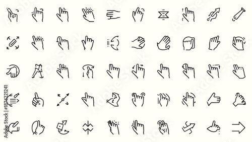  Large Set of Hand Gesture Icons for Touch Screen and Mobile Interaction