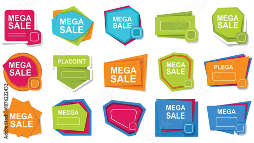 Colorful Mega Sale Vector Sticker Set