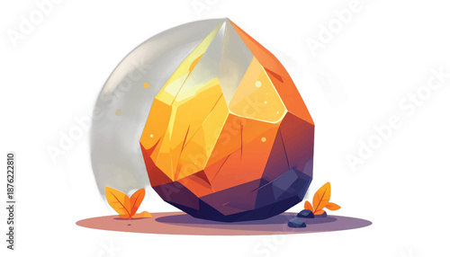 Stylized Gemstone Illustration with Warm Tones and Geometric Facets.