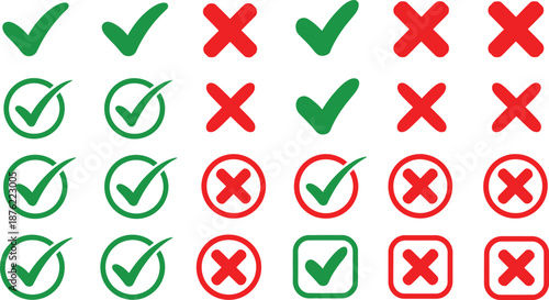 Checkmark and Cross Icons in Green and Red