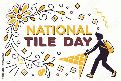 Flooring and Wall Tiles Vector Illustration, National Tile Day Celebration Graphic