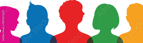 Colorful silhouettes of diverse people