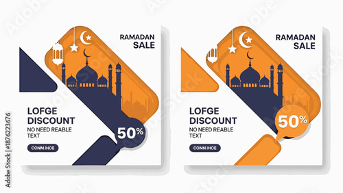 Ramadan Sale Discount Template with Mosque Silhouette