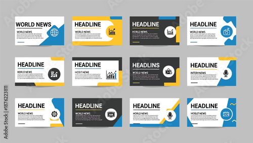 News Lower Thirds Template Set for Video Editing