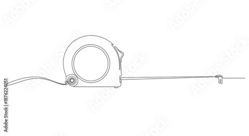 Vintage measuring tape with a retractable metal tape and a sharp point for marking isolated on a white background hand drawn illustration