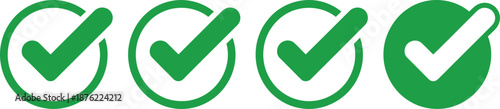Green Checkmark Symbols for Approval and Confirmation
