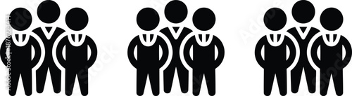 Group of People Standing Together in Solid Black Silhouettes