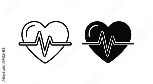 Black and white line icons of heartbeats on a plain white background.