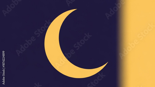 Crescent moon icon on dark blue background simple vector graphic for night sky and astronomy concepts isolated with soft gradient