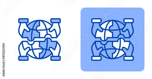 Political Instability Line Color  Two-tone color and contrasting background icon illustration