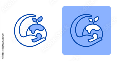 Environmental Issues Line Color  Two-tone color and contrasting background icon illustration