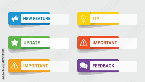 Alert Labels Tips Updates Important Feedback New Feature