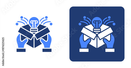 Product Innovation Glyph Color  Two-tone color and contrasting background icon illustration