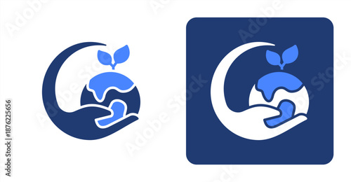 Environmental Issues Glyph Color  Two-tone color and contrasting background icon illustration