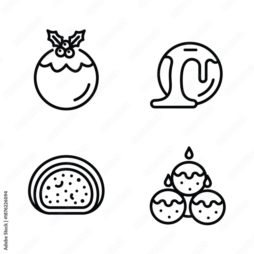 Fototapeta premium Dessert Icons Set Full