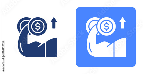 Financial Strength Glyph  Two-tone color and contrasting background icon illustration