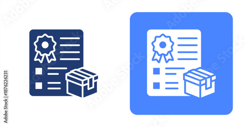 Product Quality Glyph  Two-tone color and contrasting background icon illustration