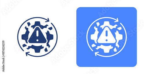 Inefficiency Glyph  Two-tone color and contrasting background icon illustration