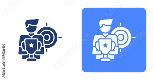 Competitors Glyph  Two-tone color and contrasting background icon illustration