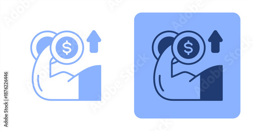 Financial Strength Mixed  Two-tone color and contrasting background icon illustration