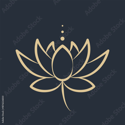 Lotus flower golden silhouette. Water Lotos logo design. Yoga, balance concept. Vector 