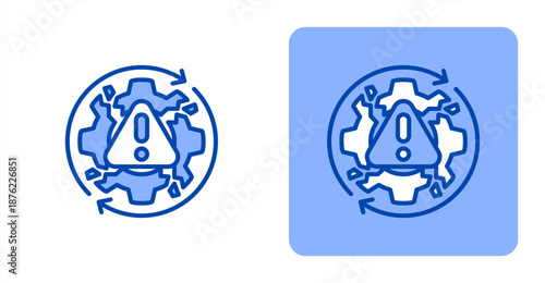 Inefficiency Line Color  Two-tone color and contrasting background icon illustration