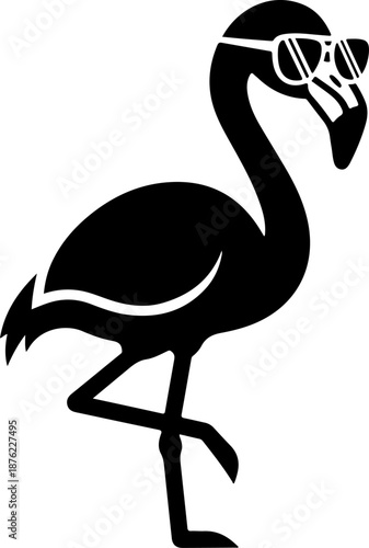 flamingo wearing sunglasses silhouette vector illustration