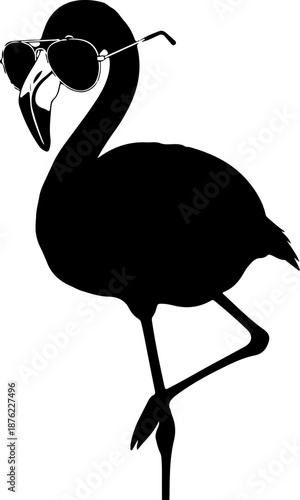flamingo wearing sunglasses silhouette vector illustration