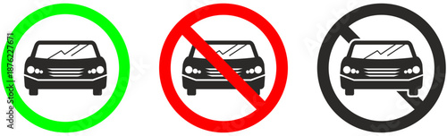 No parking and vehicle entry permitted icons vector for traffic regulation