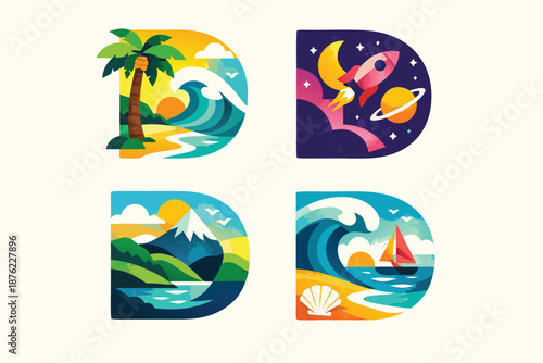 Typography of  D, d letter, 