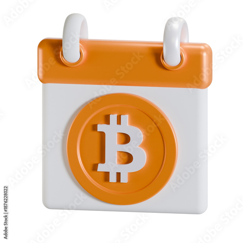 Bitcoin Calendar Icon 3D Rendering Crypto Deadline Finance Event