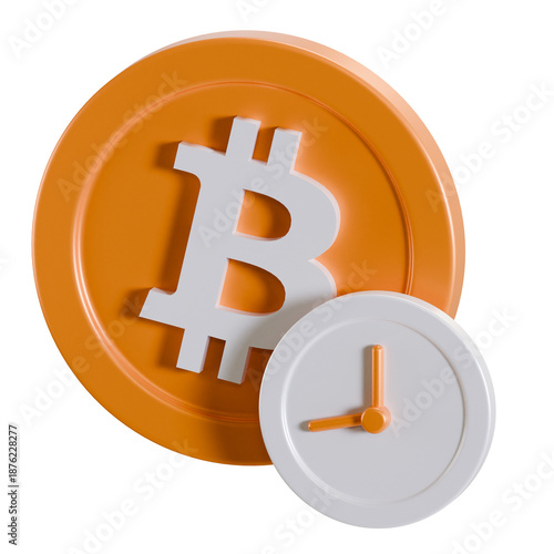 Bitcoin Clock Icon - Crypto Investment Timing and Deadline 3D