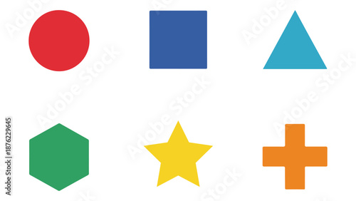 Collection of colorful geometric shapes on a white background isolated on white background, Vector, illustration