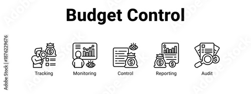 Budget Control web banner icon vector illustration concept ,  with icon of Tracking, Monitoring, Control.