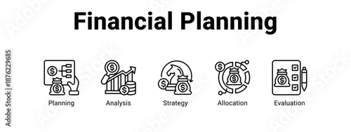 Financial Planning web banner icon vector illustration concept ,  with icon of Goals, Vision, Target.