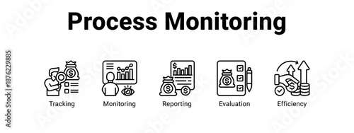 Process Monitoring web banner icon vector illustration concept ,  with icon of Tracking, Monitoring, Reporting.