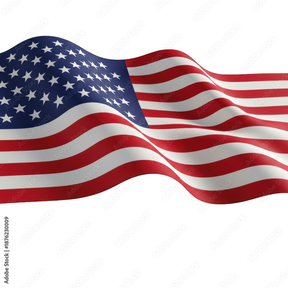 Fototapeta premium Waving american flag isolated on white background