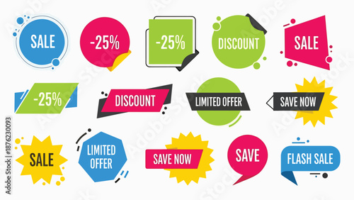 Vector Collection of Colorful Discount Sale Badges