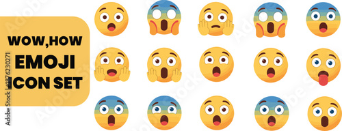 Shocked & Surprised Emoji Icon Set - Wow Expressions