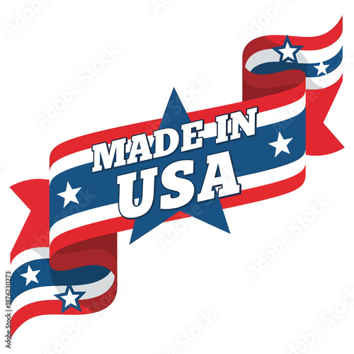 Made in USA Banner with Star and Ribbon