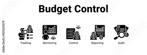 Budget Control web banner icon vector illustration concept ,  with icon of Tracking, Monitoring, Control.