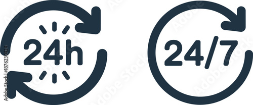 24 Hour and 24/7 Service Icons