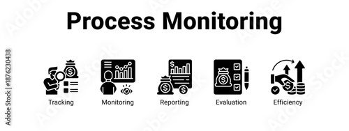 Process Monitoring web banner icon vector illustration concept ,  with icon of Tracking, Monitoring, Reporting.